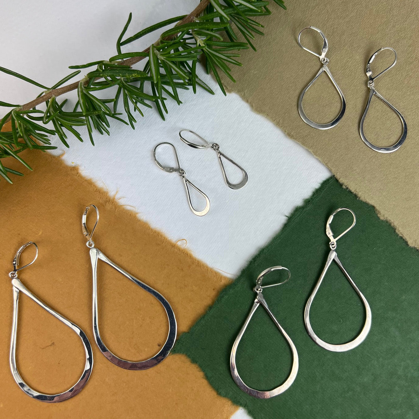 Teardrop Earrings - Custom hand made in Sterling Silver with leverbacks