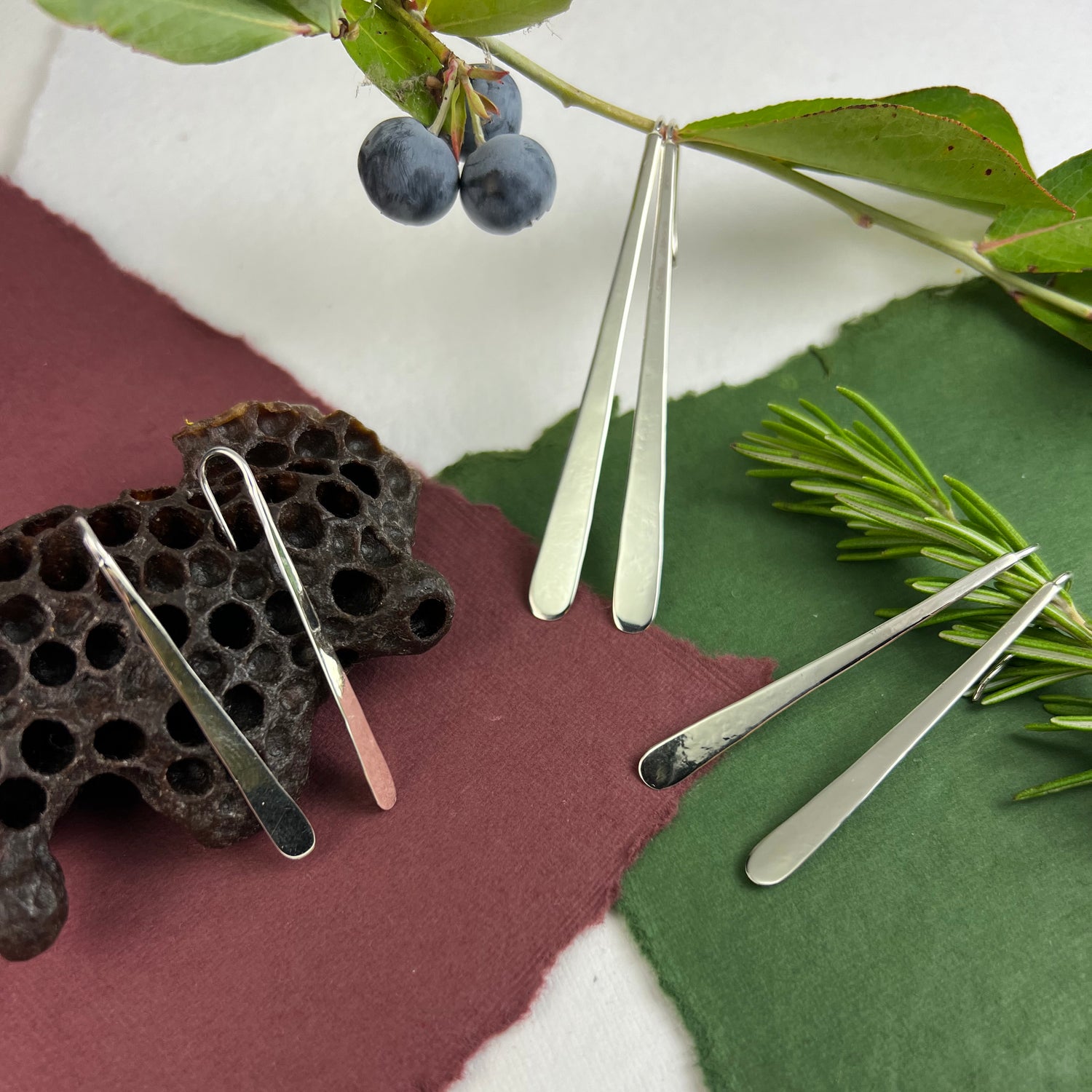 Tapered Wedge Earrings - Custom hand made in Sterling Silver with frenchback earwires