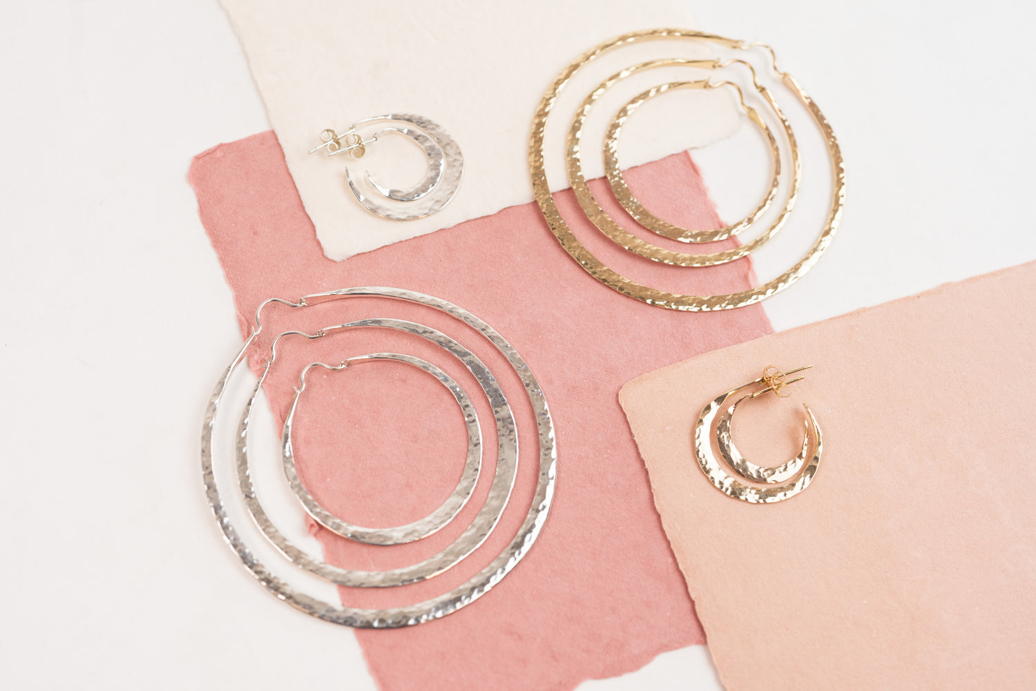 Hoops – 14k Solid Yellow Gold, Sterling Silver and 14k Gold fill wire - Hand made, Hand Forged and Hand Crafted: Light 14 gauge and Heavy 12 gauge wire. Small and Large hoops with posts. Medium and Large in 14 gauge and Heavy 12 gauge 3 inch in diameter. Easy to wear and comfortable for women of all ages. Fun jewelry to wear. Attractive and elegant handmade jewelry. You will get a lot of compliments on our handmade jewelry selections.