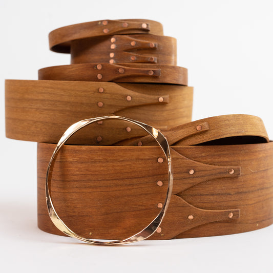 Bangle Bracelet - 14k Solid Yellow Gold - Four way hand forged - Heavy 8 gauge