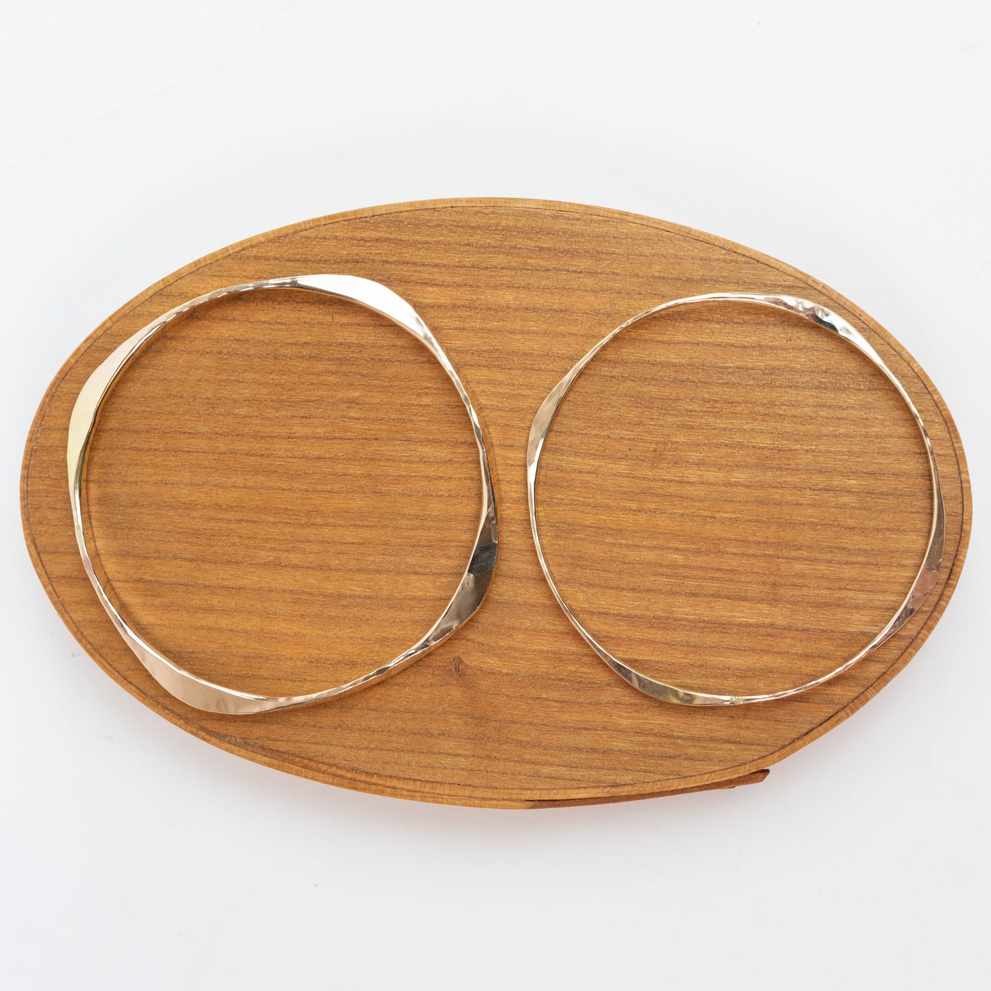 Bangle Bracelets - 14k Solid Yellow Gold Custom hand forged Four Way
