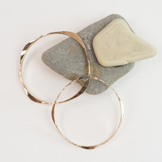 Bracelets - Gold Fill - Four Way forged Light - 12 gauge and Heavy 8 gauge