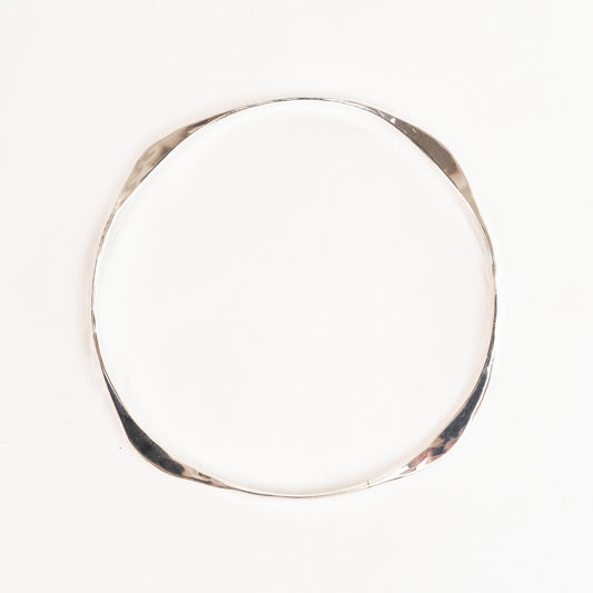 Bangle Bracelet - Sterling Silver - forged Four Way - Light 12 gauge