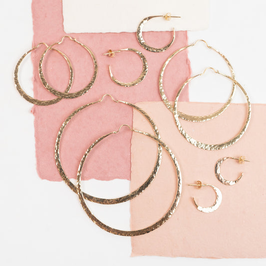 Hoops Collection - Gold fill - sizes: 3/4 and 1 inch post and 1 5/8, 2 1/4" and 3"