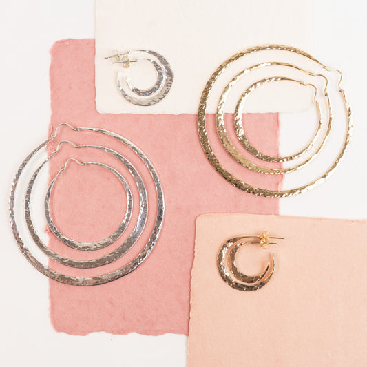 Hoops in Sterling Silver, 14k Solid gold and 14k Gold.