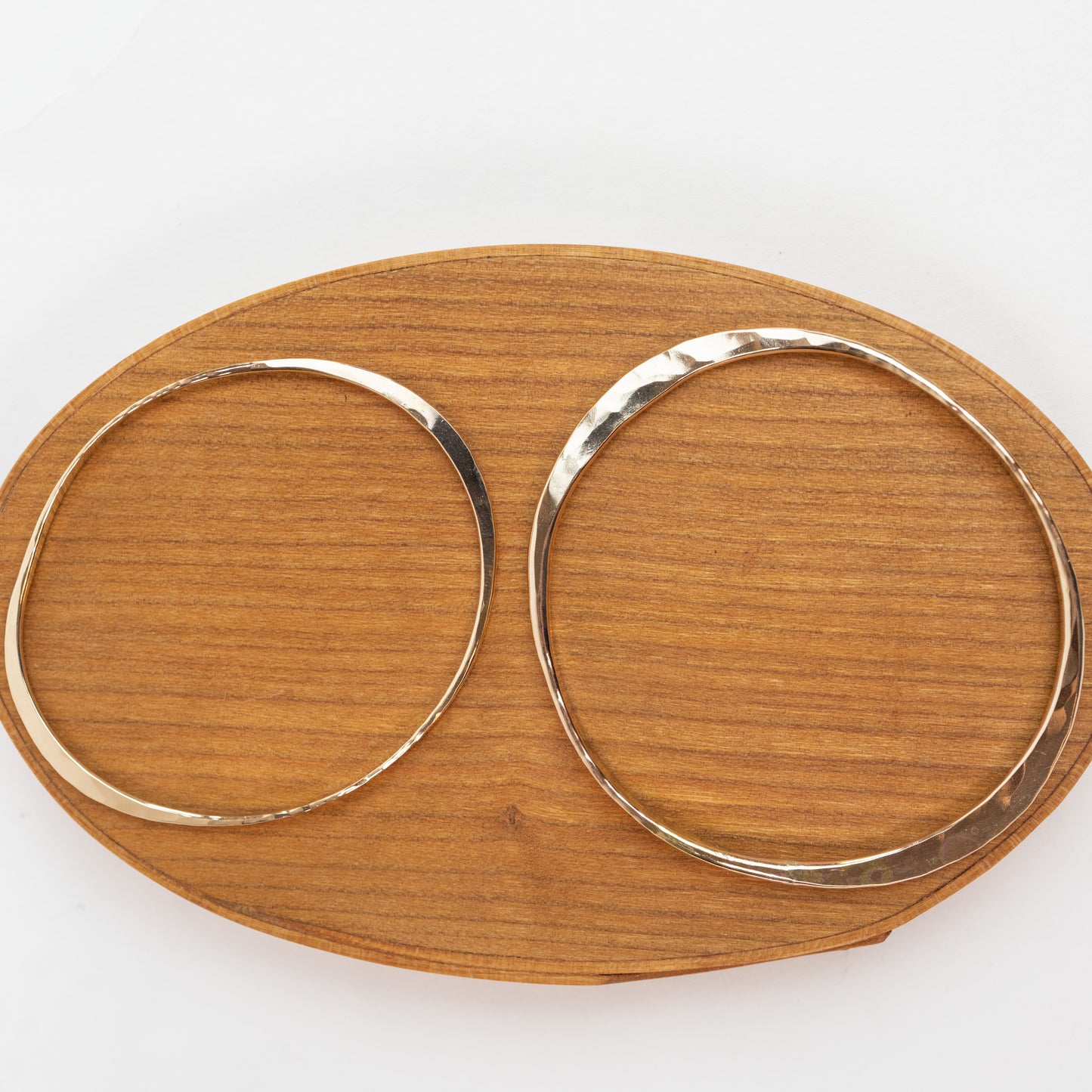 Bangle Bracelet - Gold filled Custom hand forged Oval