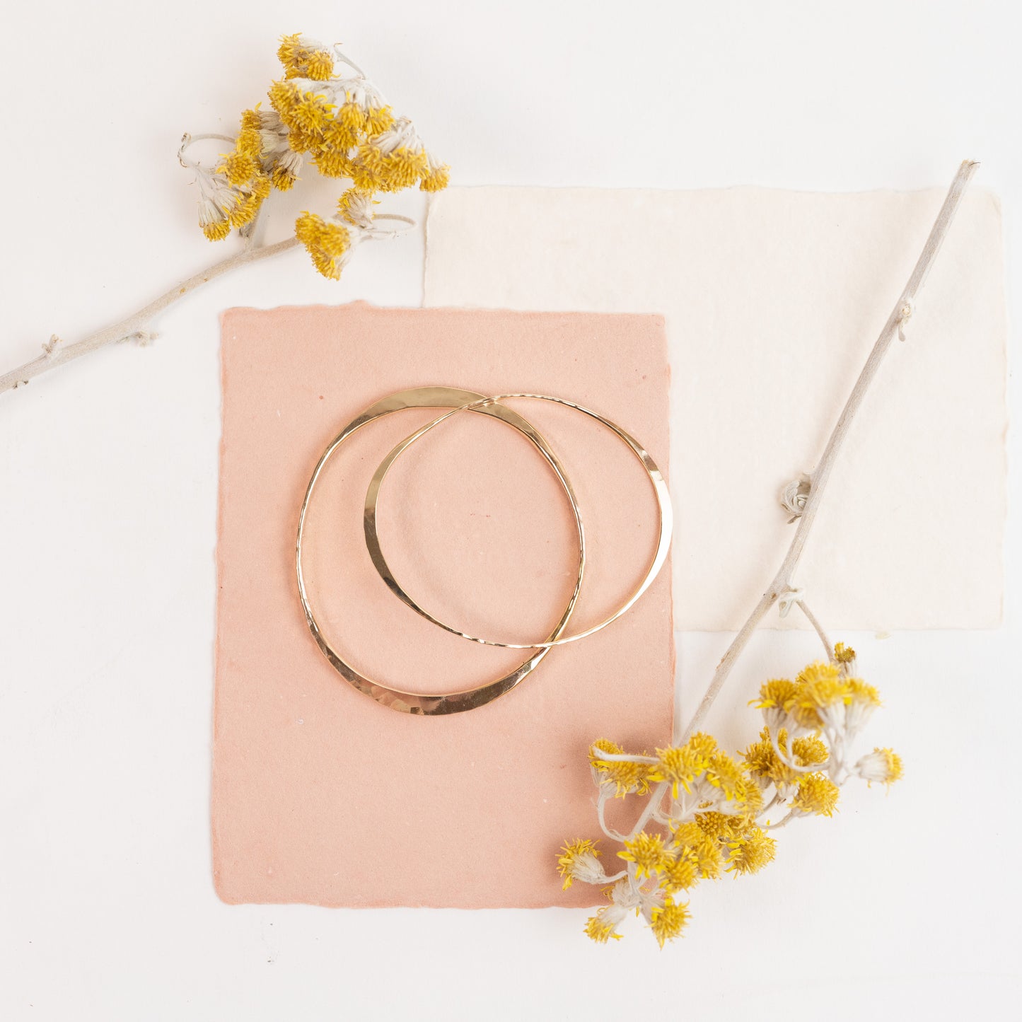 Bangle Bracelet - Gold filled Custom hand forged Oval