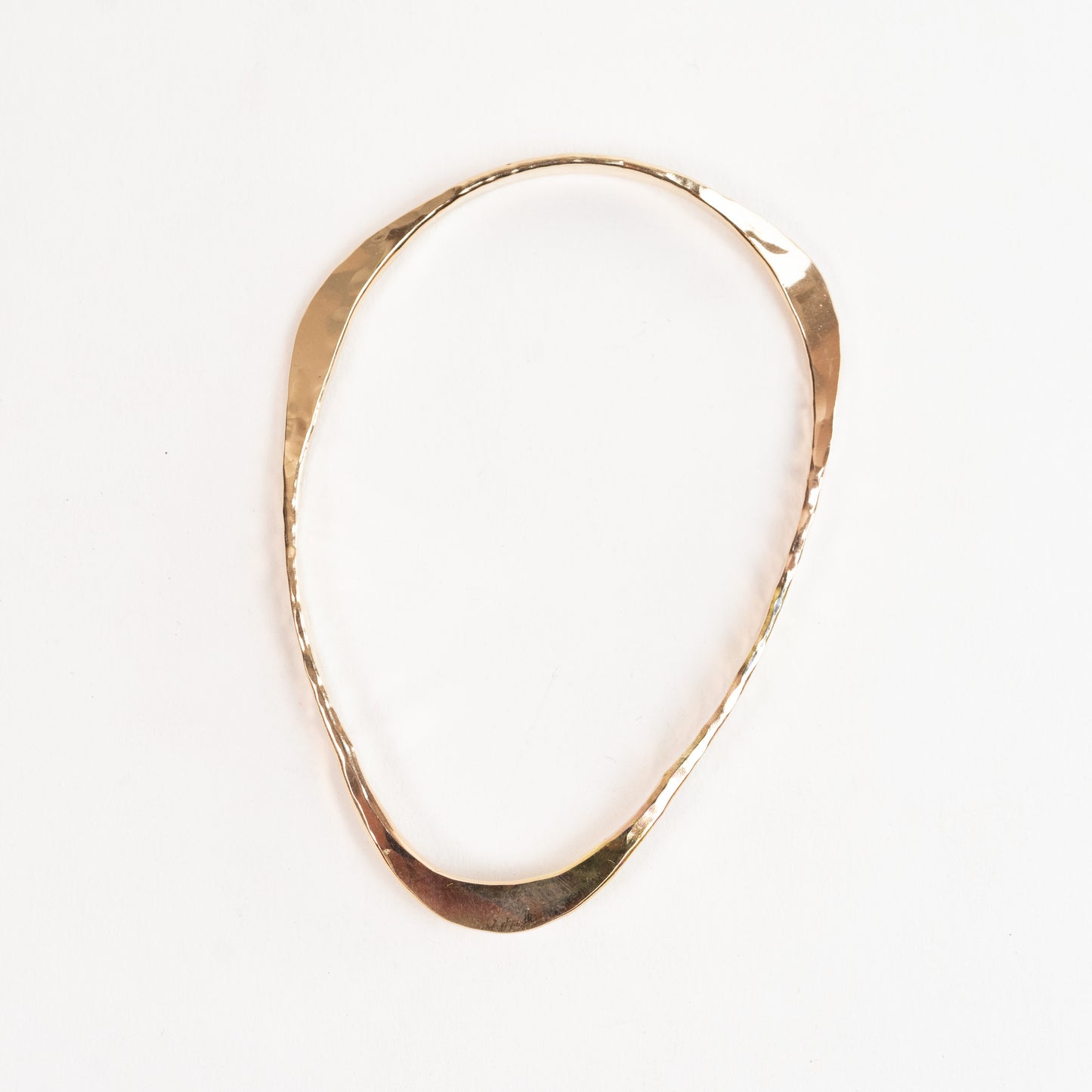 Bangle Bracelet - 14k Solid Yellow Gold - hand forged Three Way - Heavy 8 gauge