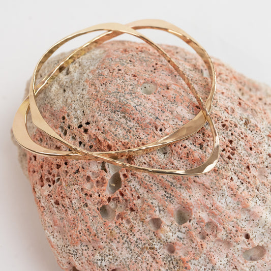 Bangel Bracelets - Gold fill - Hand forged Three Way - Light 12 gauge and Heavy 8 gauge