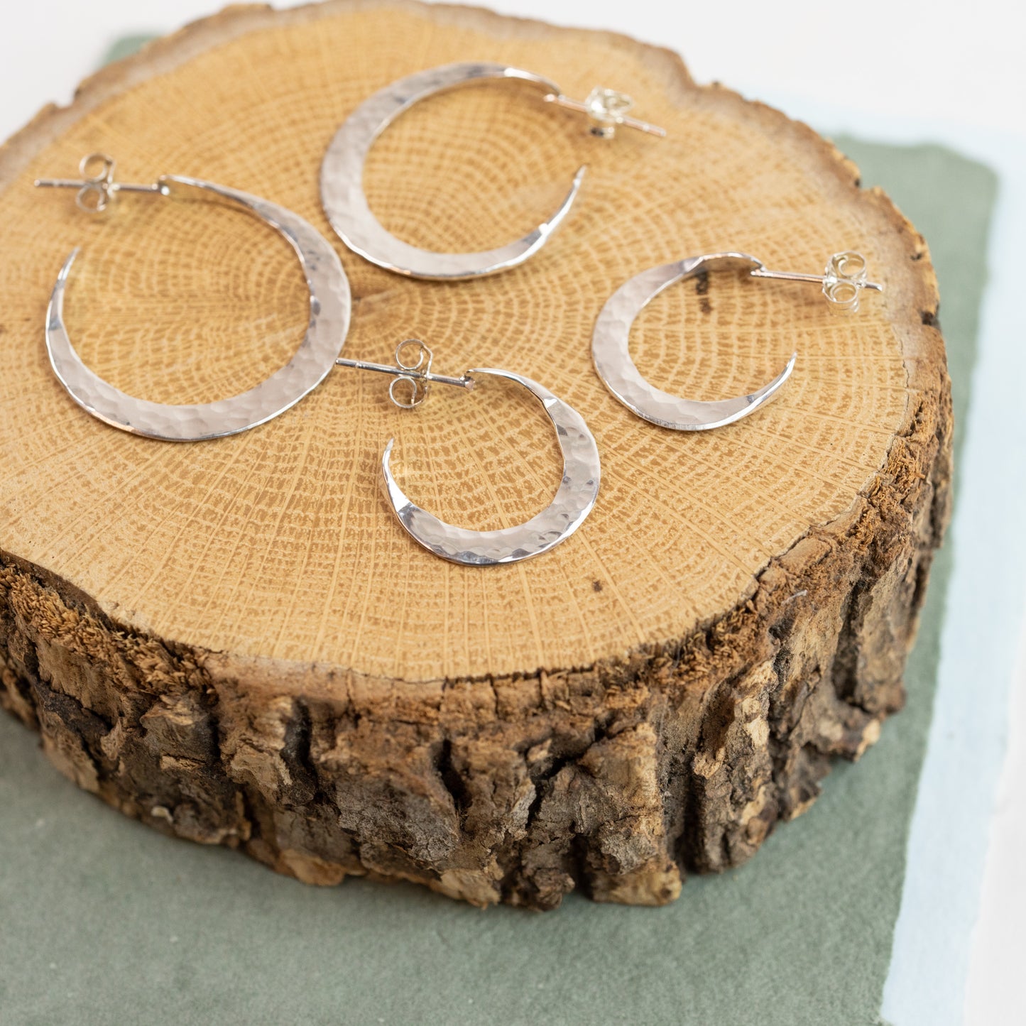Hoop earrings in Sterling Silver XS and Large with post