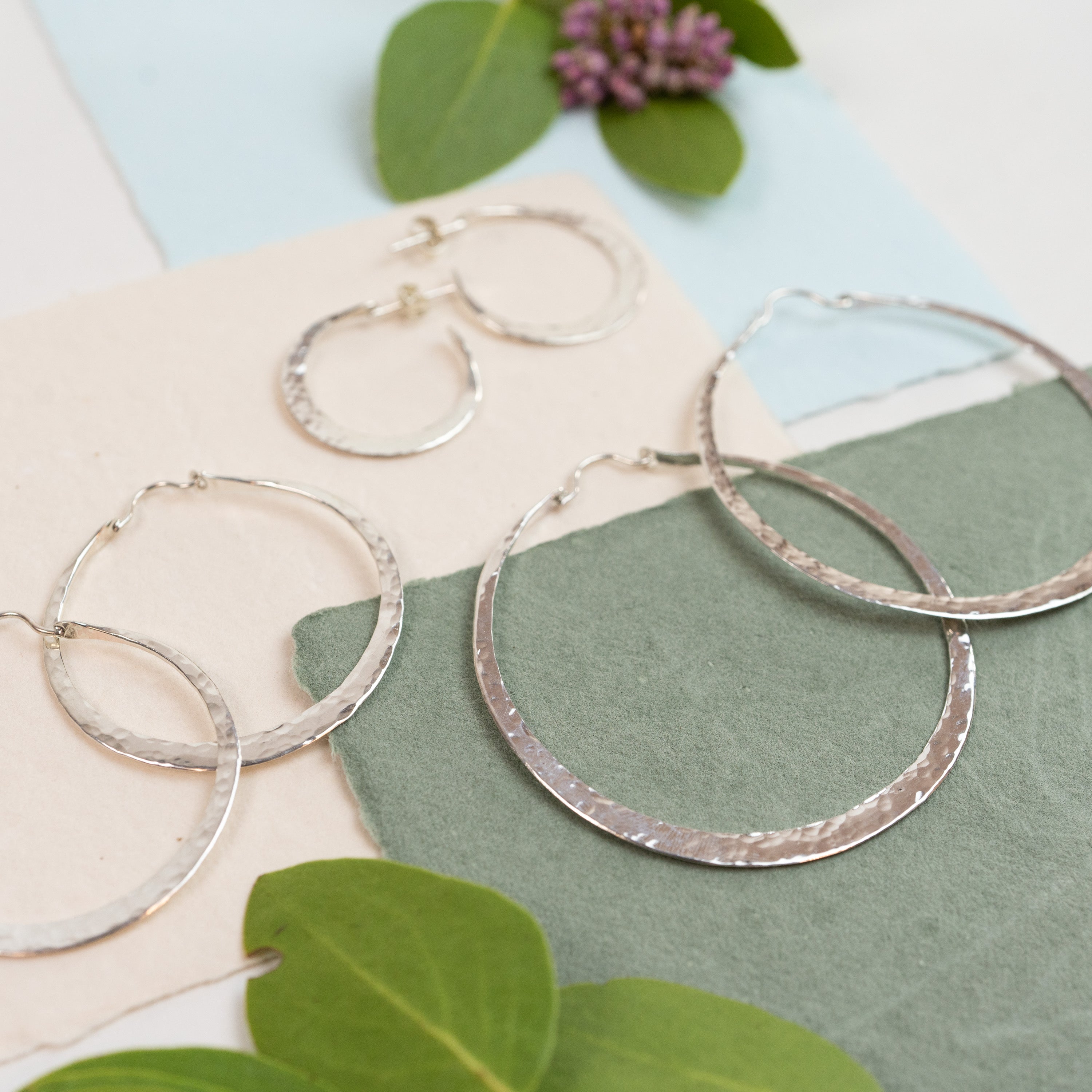 Forged Sterling Silver buy Hoops- forged hoops, polished hoops, everyday silver hoops, large hoops, handmade