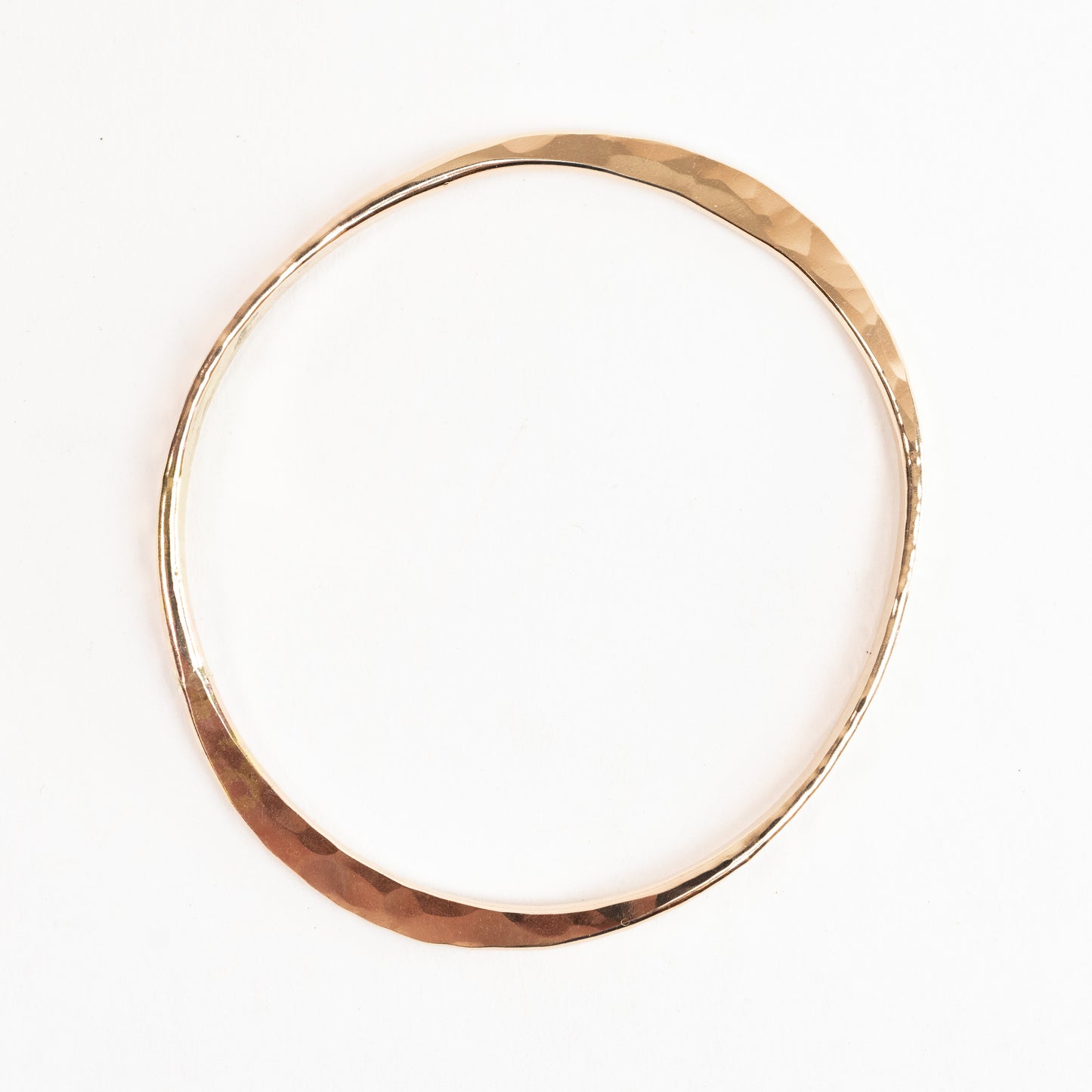 Bangle Bracelet - 14k Solid Yellow Gold - hand forged into an Oval - Heavy 8 gauge
