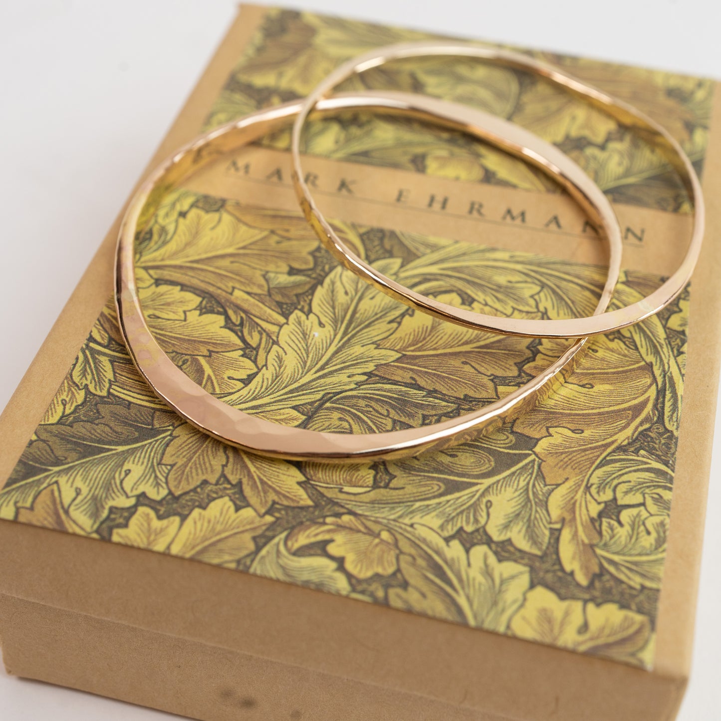 Bangle Bracelets - 14k Solid Yellow Gold Custom hand forged Oval