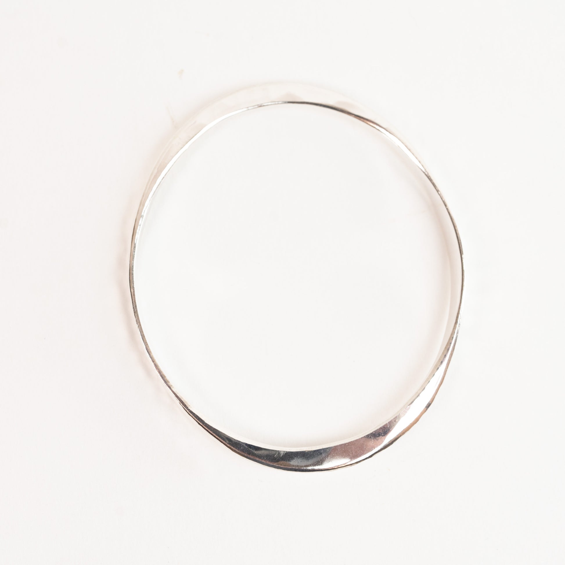 Bangle Bracelet - Sterling Silver - hand forged into an Oval - Heavy 8 gauge