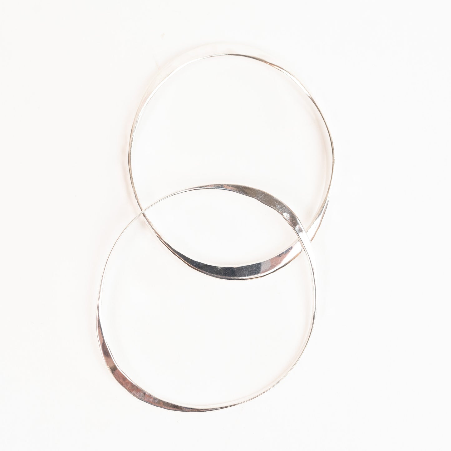 Bangle Bracelets - Sterling Silver Custom hand forged Oval