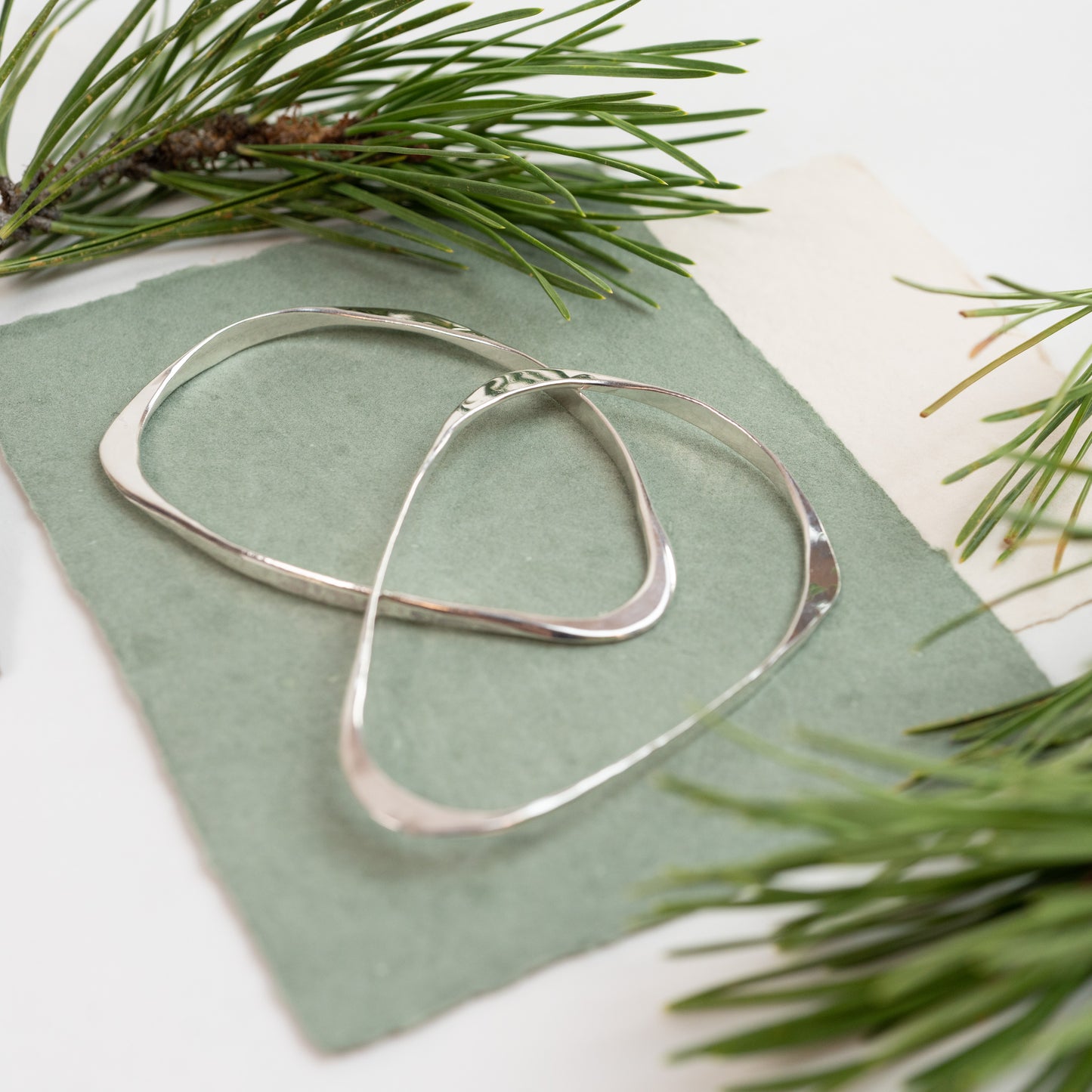 Bangle Bracelets - Sterling Silver - hand forged Three Way - Light 12 gauge and Heavy 8 gauge